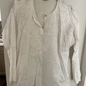 Ten Thousand Villages handmade white blouse